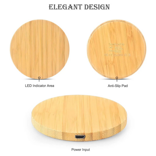Bamboo Wood Wireless Charger - 15W